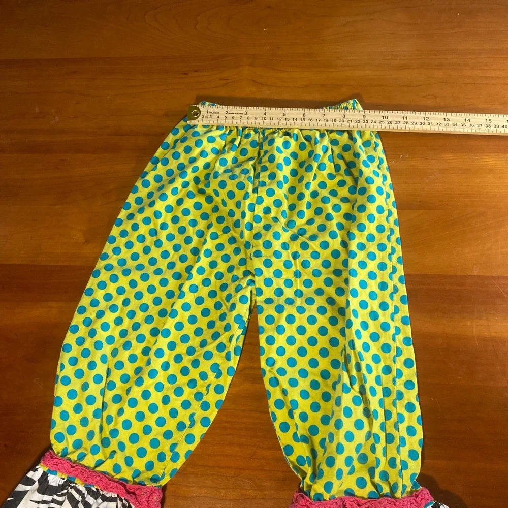 La Jenni Ruffle Pants Kids‎ Yellow Polka Dot Zebra Print SIZE 6X